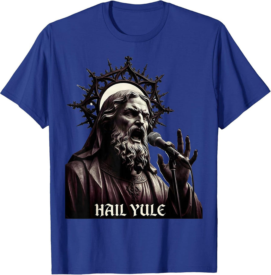 Hail Yule Gothic Heavy Metal Christmas Rock Fan T-Shirt - Royal Blue
