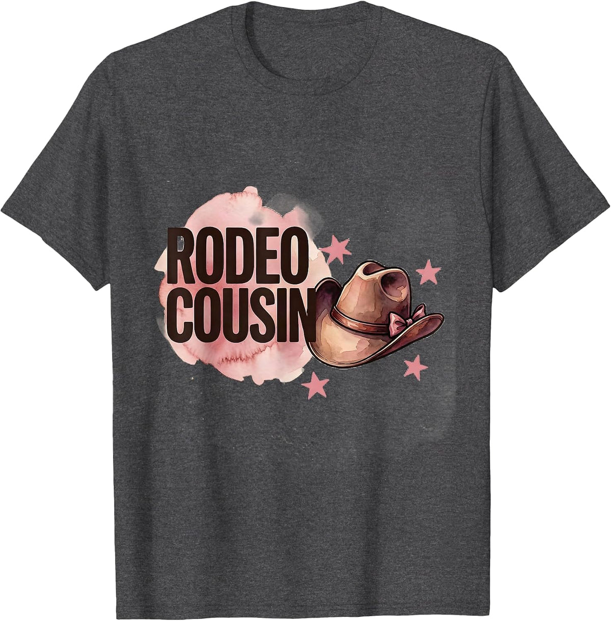 Rodeo Cousin Watercolor Cowgirl Hat Birthday Party Family T-Shirt - Dark Heather Grey