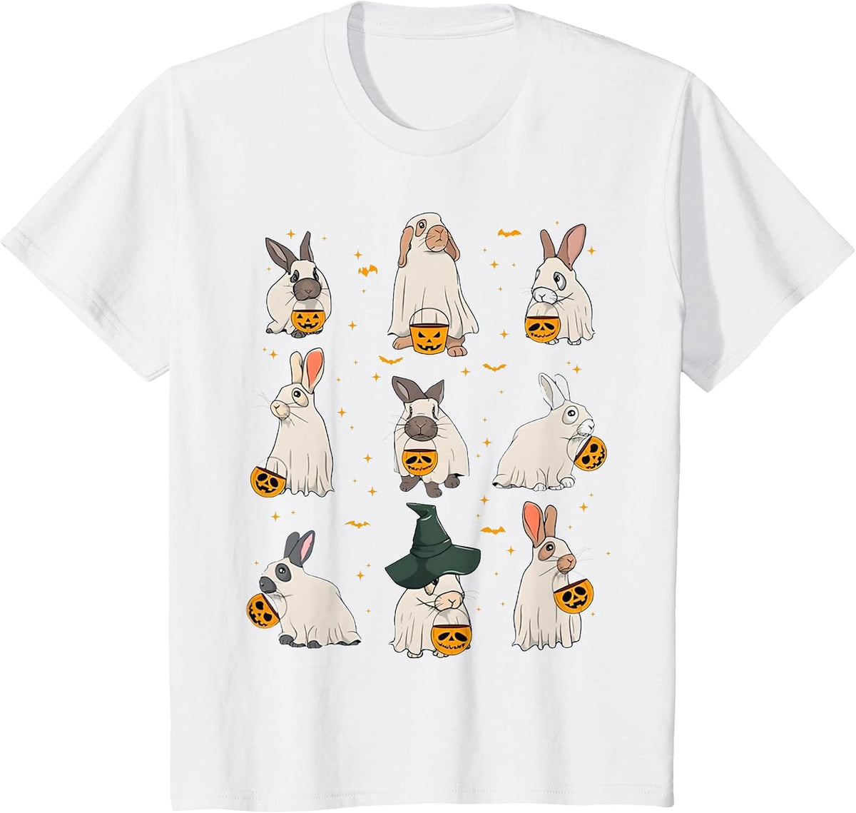 Cute Fall Bunny Ghost Costume Rabbit Lover Spooky Season T-Shirt - White