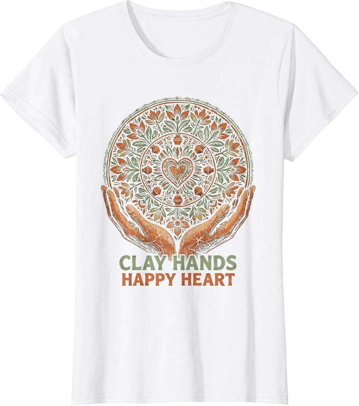 Clay Hands Happy Heart Art Teacher Design T-Shirt - White