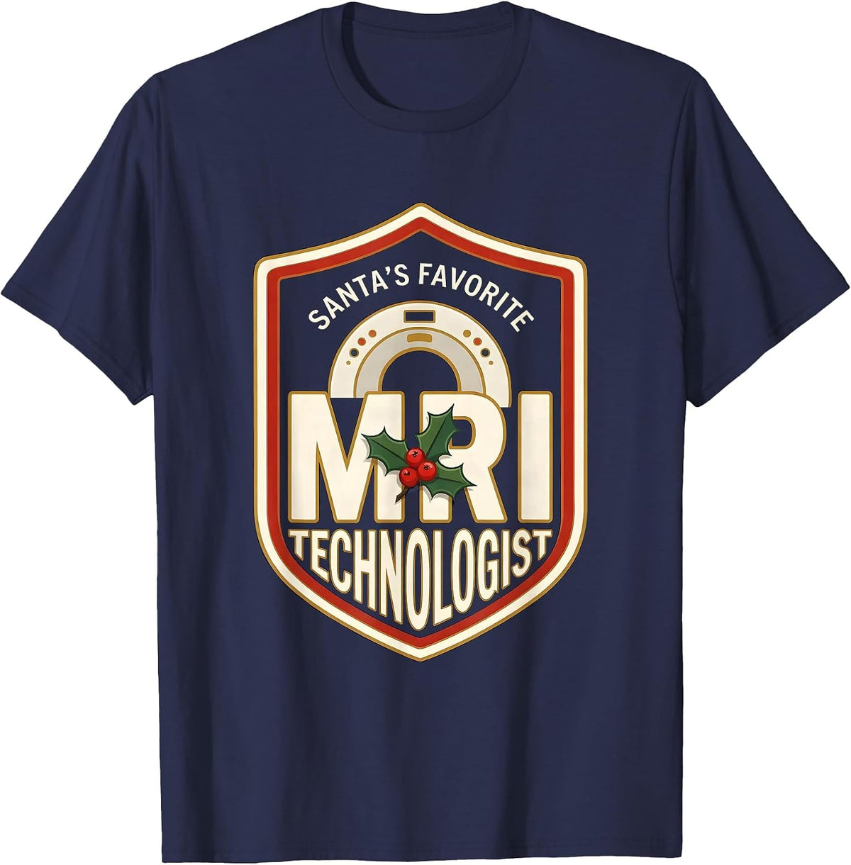 Men's Santa's Favorite MRI Technologist Funny Medical Tech T-Shirt - Navy Blue