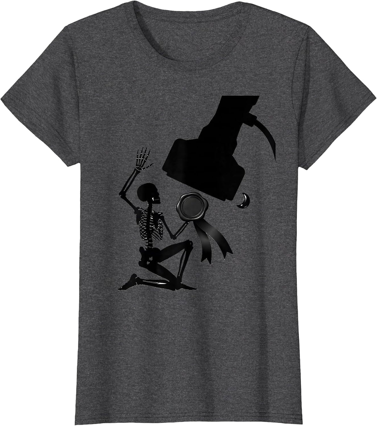 Women's Skeleton Ultrasound Tech Halloween Radiology Humor T-Shirt - Dark Heather Grey