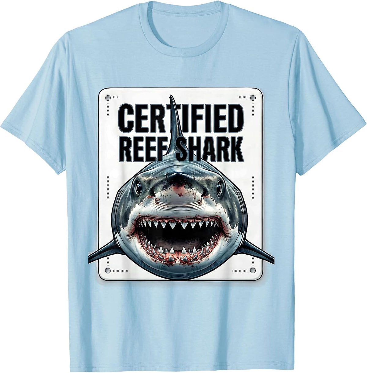 Men's Certified Reef Shark Funny Shark Lover Ocean Wildlife Humor T-Shirt - Baby Blue