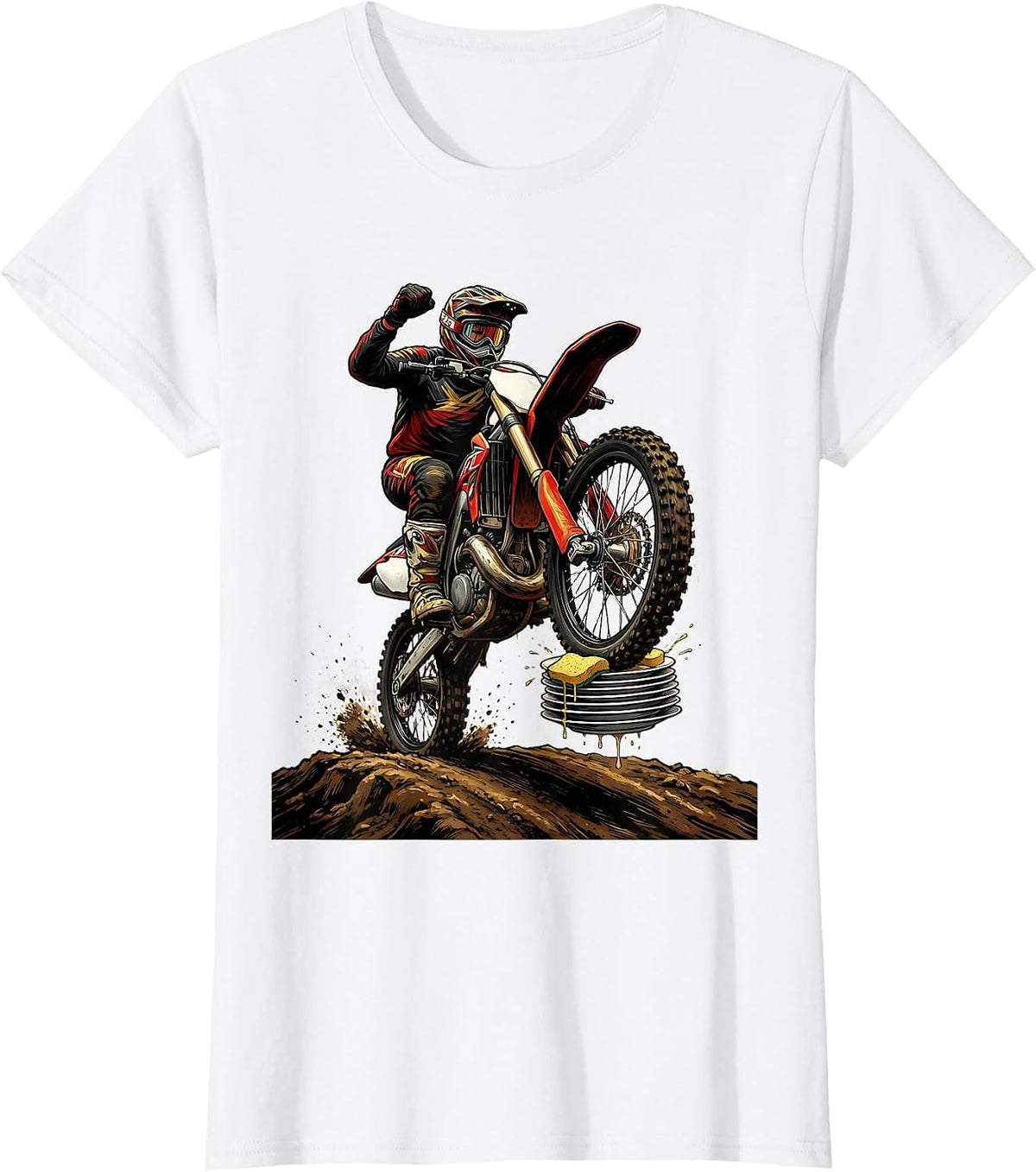 Dirt Bike Wheelie Rider Motocross Biker Pride T-Shirt - White
