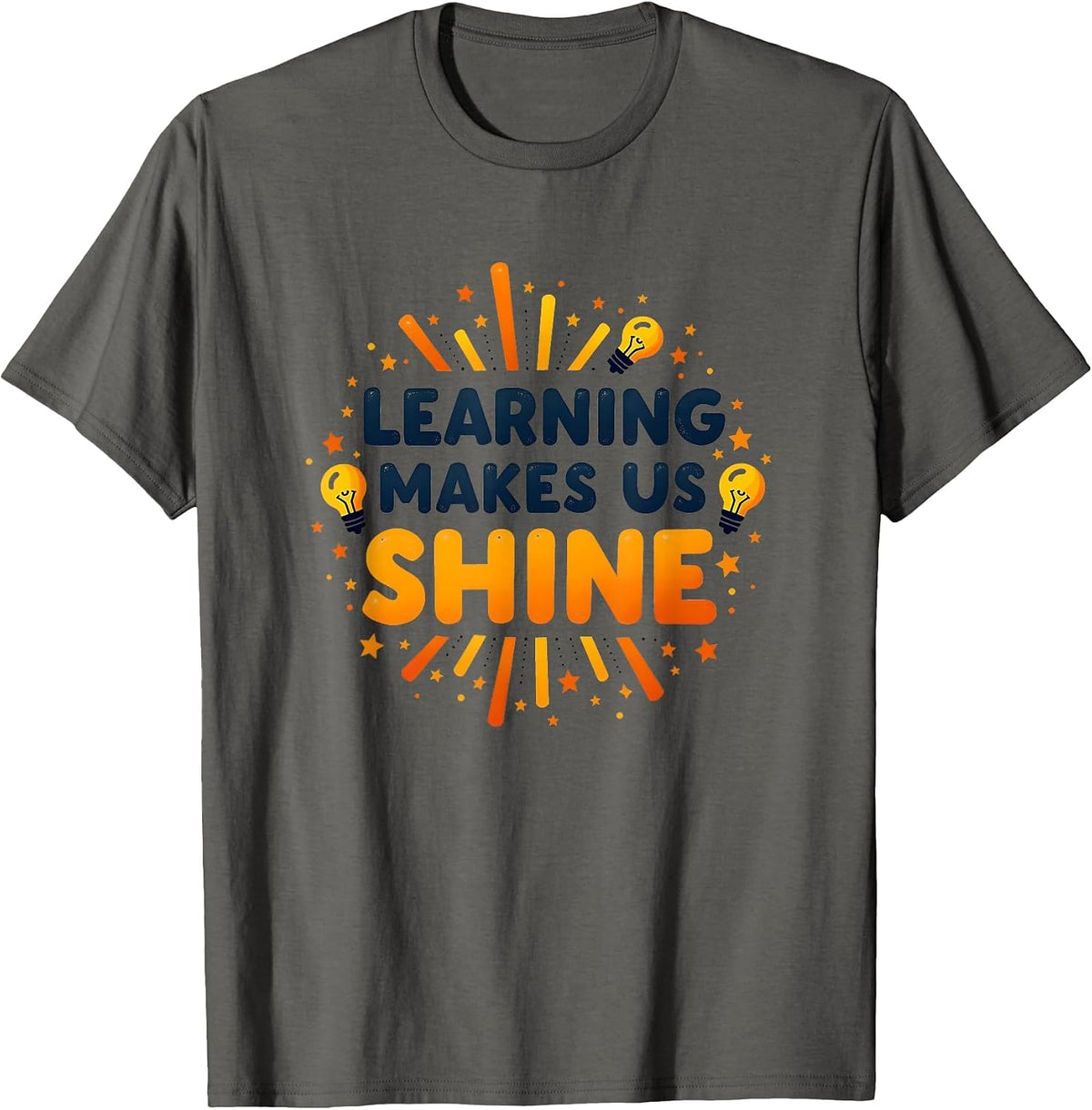 Learning Makes Us Shine Educational Kids Design T-Shirt - Asphalt Grey