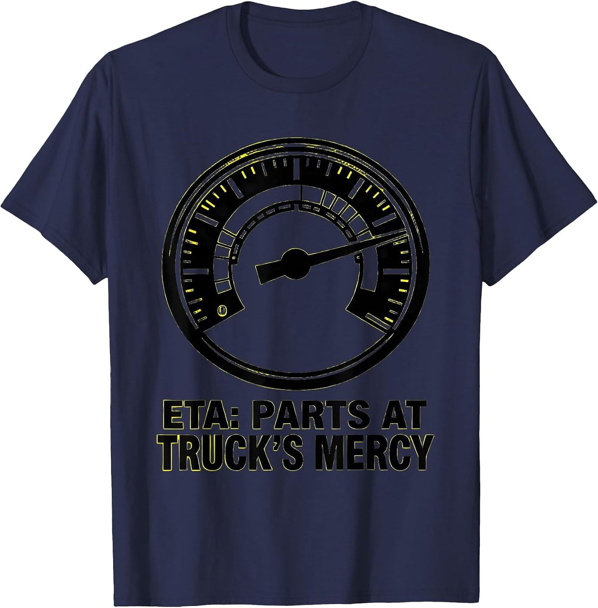 ETA PARTS AT TRUCK'S MERCY Funny Mechanic Skeleton Auto T-Shirt - Navy Blue