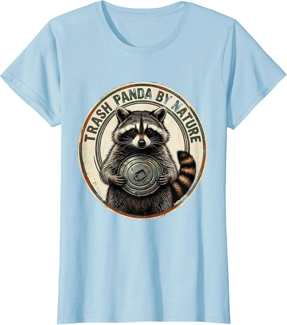 Trash Panda By Nature Vintage Raccoon Sarcastic Humor T-Shirt - Baby Blue