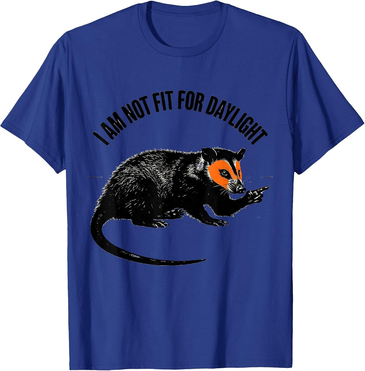 Men's I Am Not Fit For Daylight Funny Opossum Stencil Graphic T-Shirt - Royal Blue