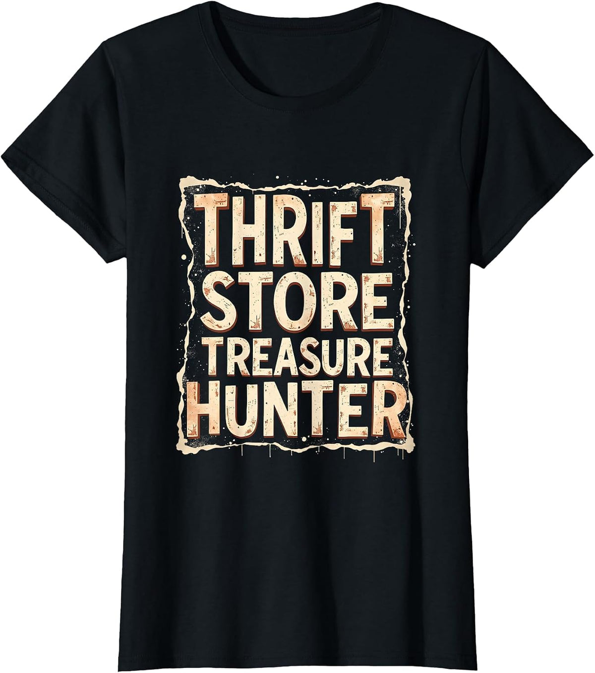 Thrift Store Treasure Hunter Grunge Design T-Shirt - Black