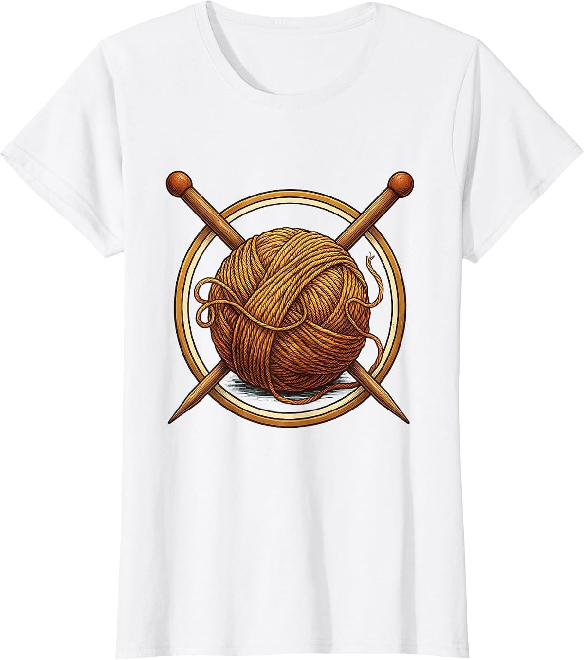 Crochet Yarn Ball Knitting Needles Graphic Tee T-Shirt - White