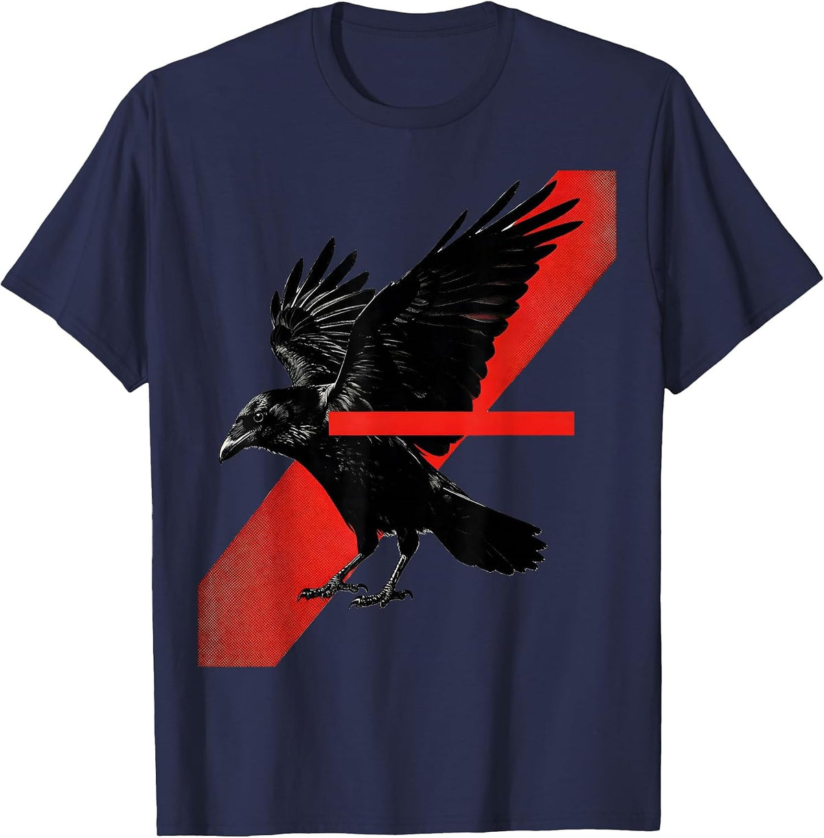 Men's Crow Silhouette Dark Humor Gothic Raven Bird Lover T-Shirt - Navy Blue