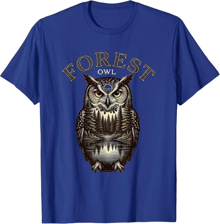 Forest Owl Vintage Forest Wildlife Nature Outdoor T-Shirt - Royal Blue