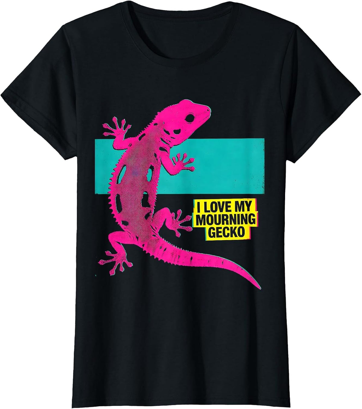 I Love My Mourning Gecko Risograph Reptile Lover Pet Owner T-Shirt - Black