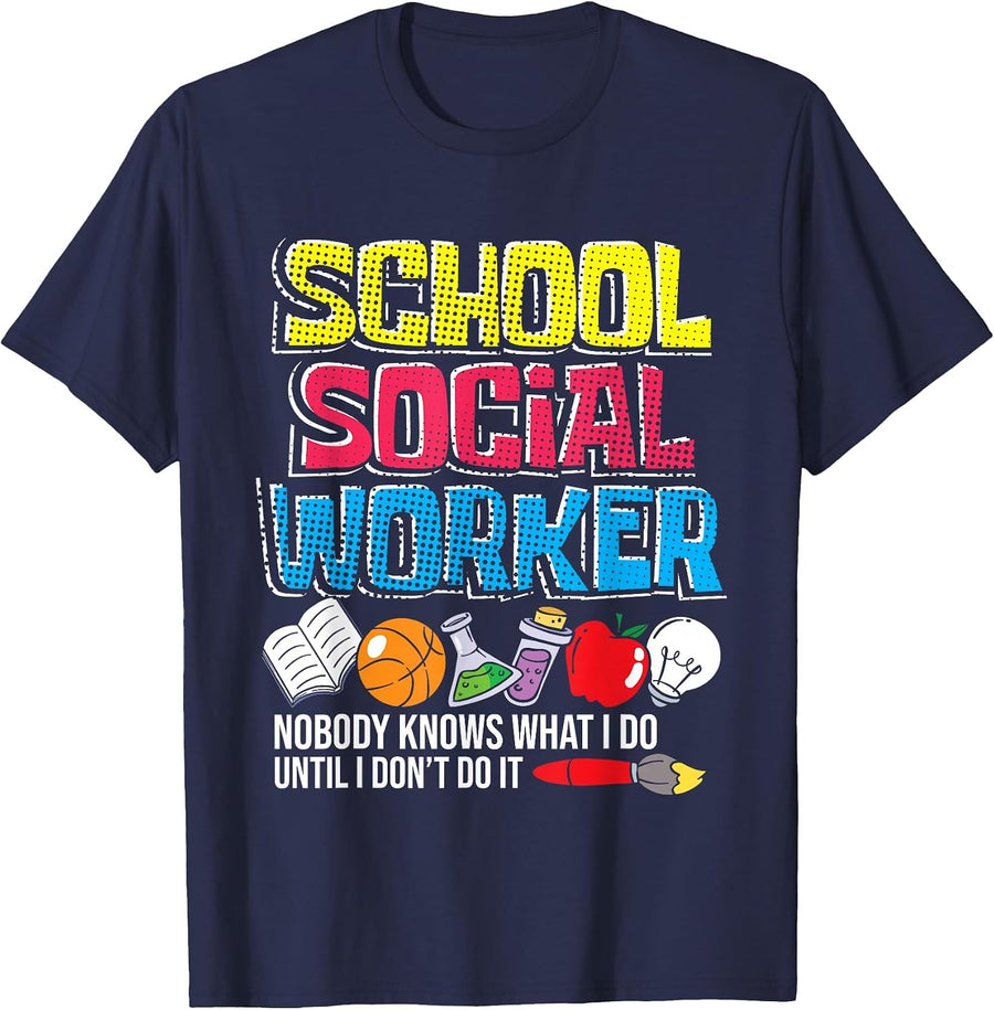 School Social Worker - Teacher Caseworker Public Servant LSW T-Shirt - Navy Blue