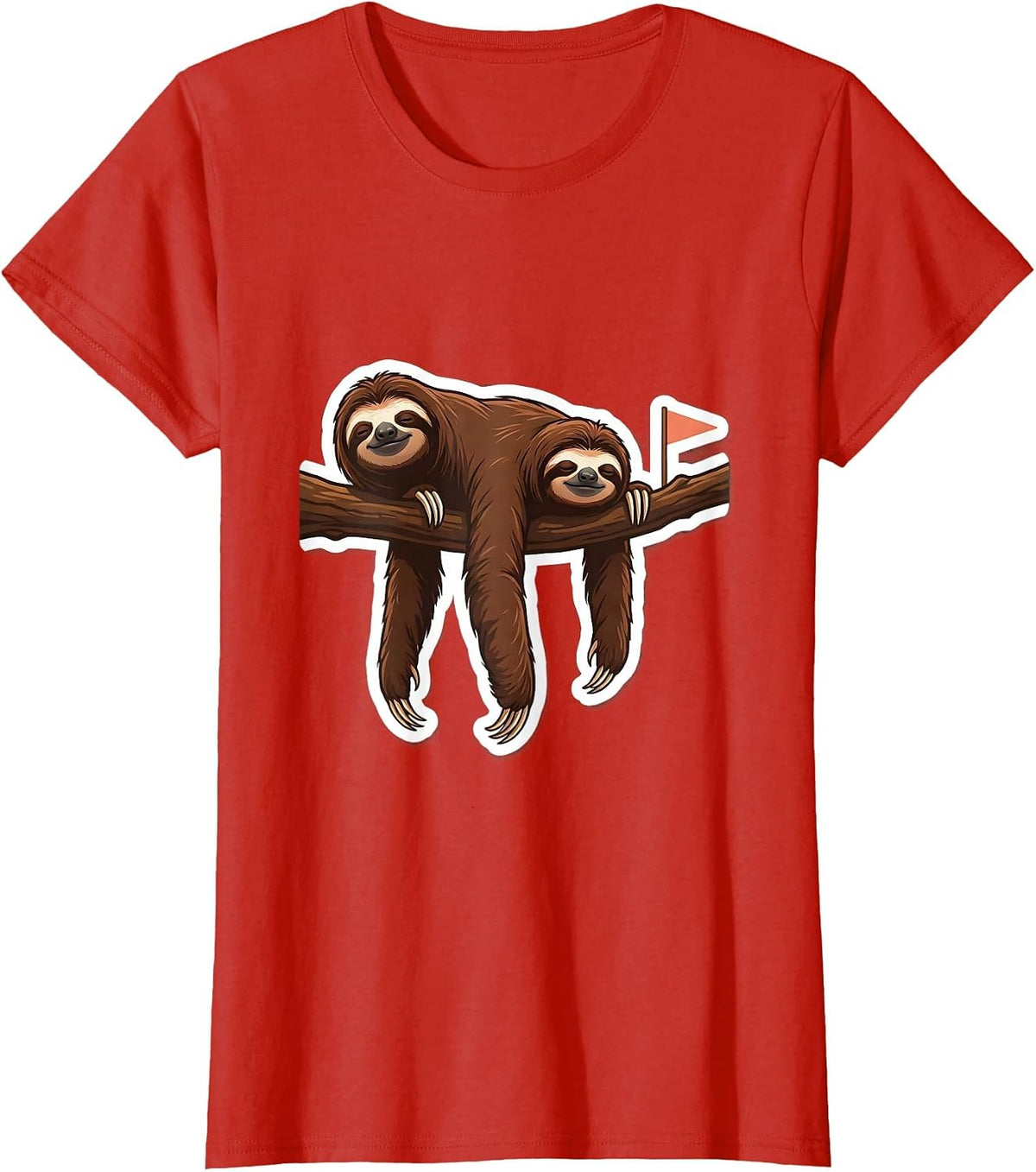 Slack Sloth Sticker Style Funny Animal Lover Gift T-Shirt - Red
