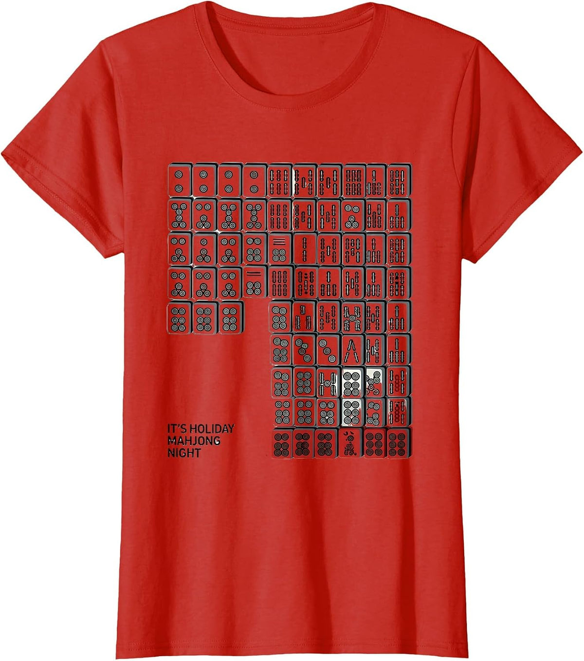 Women's It's Holiday Mahjong Night Playful Game Night Party T-Shirt - Red