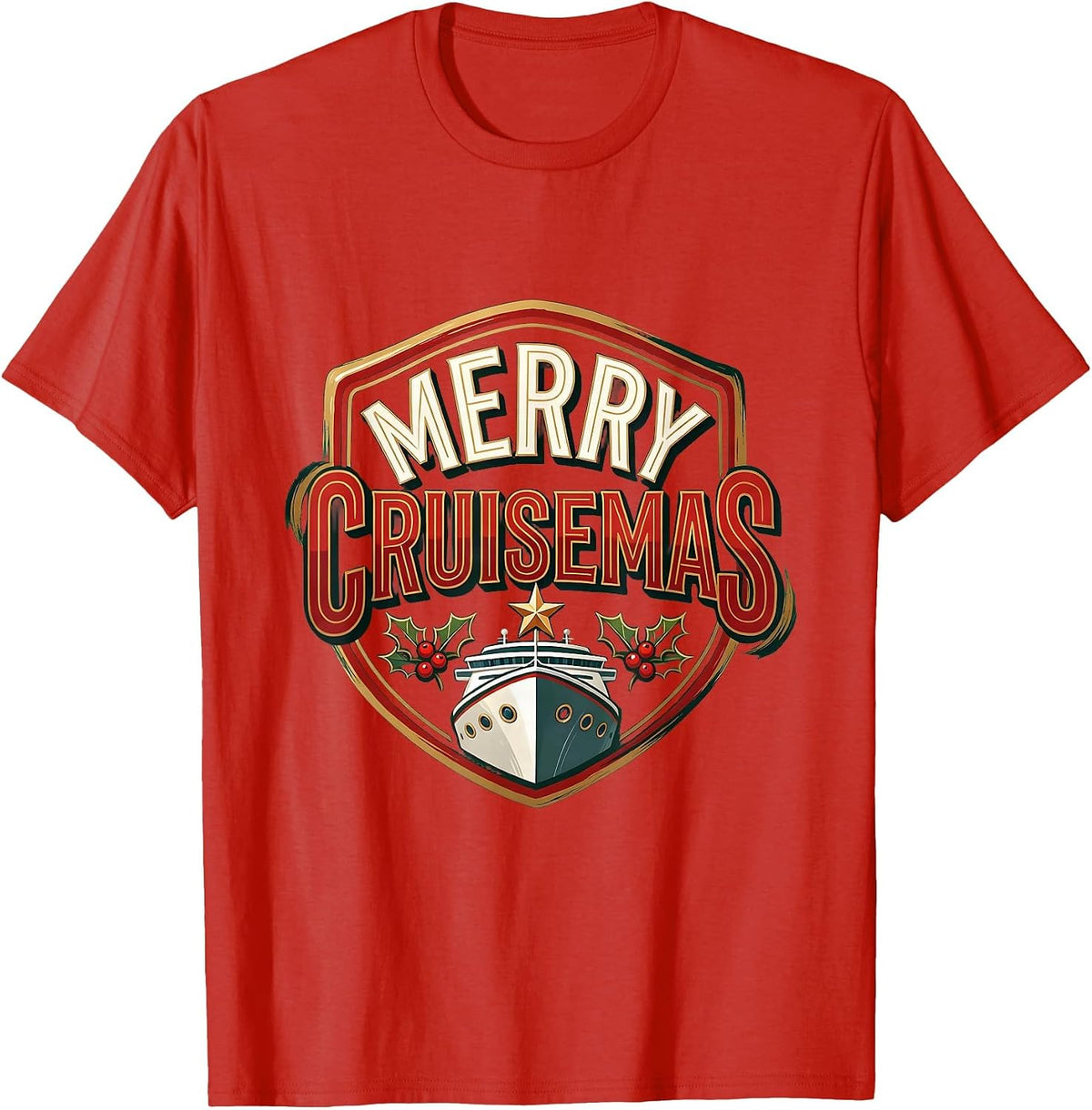 Men's Merry Cruisemas Sign Painter Cruise Vacation Family Humor T-Shirt - Red