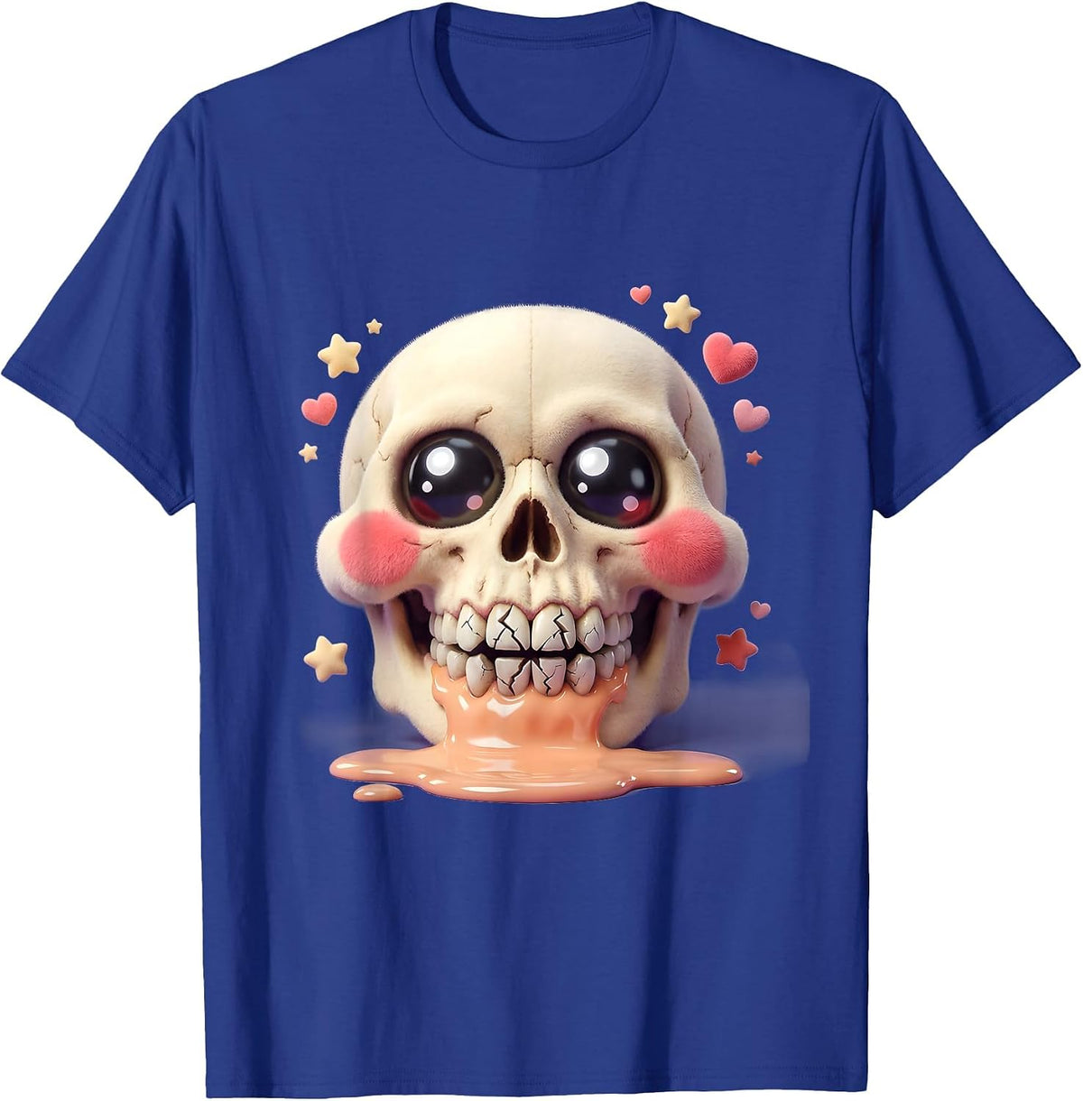 I Have Rabies Drooling Skull Graphic T-Shirt - Royal Blue