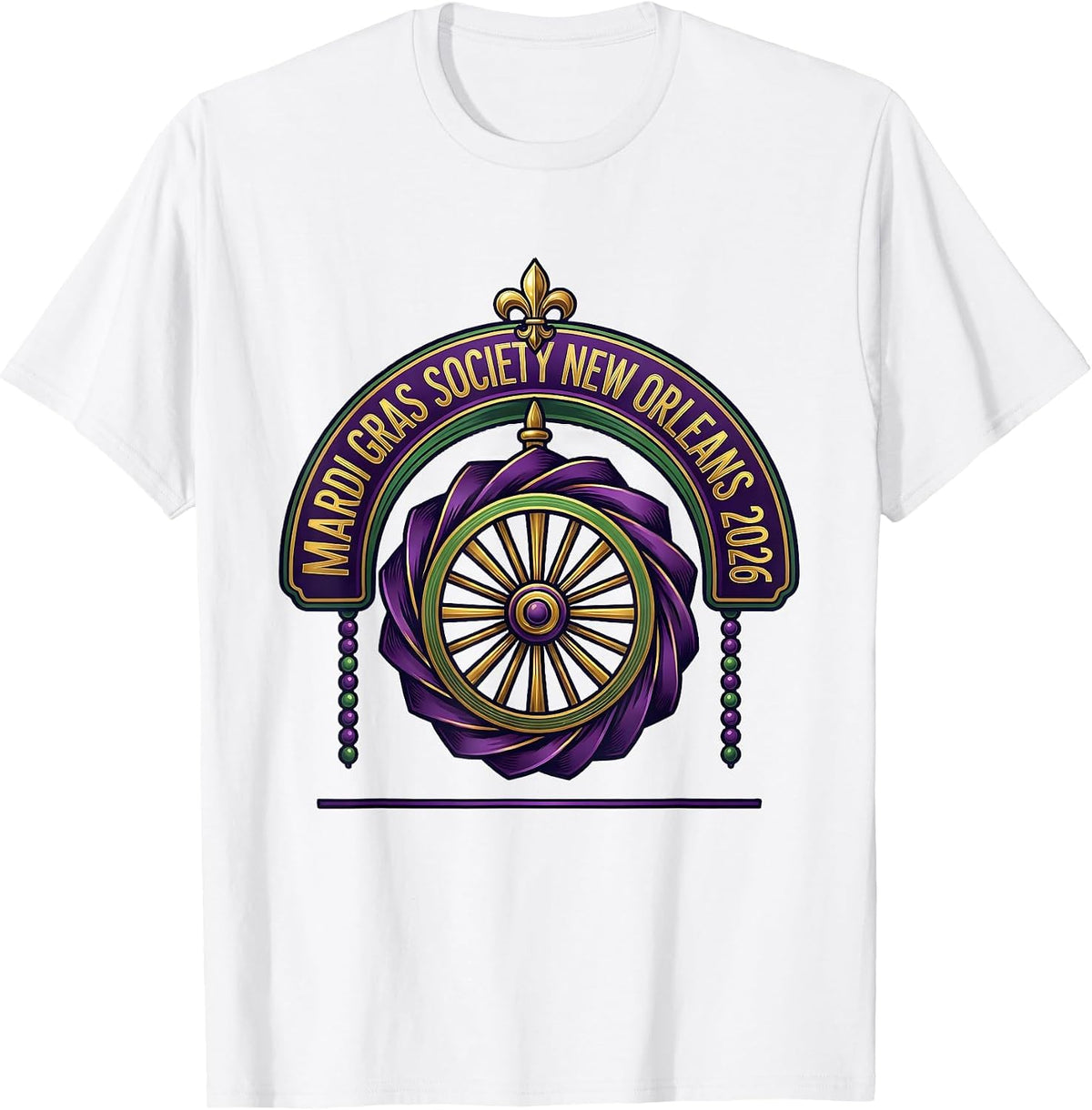 Men's Mardi Gras Society New Orleans 2026 Carnival Party Souvenir T-Shirt - White