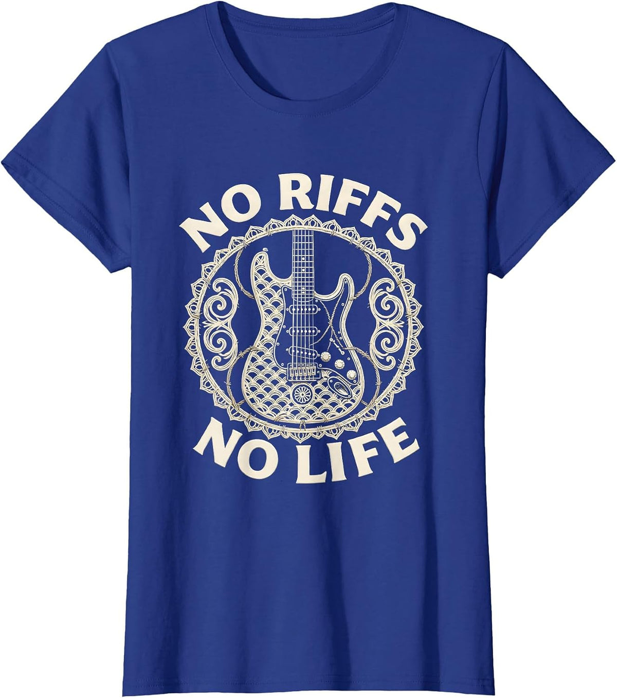 Women's No Riffs No Life Metal Guitar Music Design T-Shirt - Royal Blue
