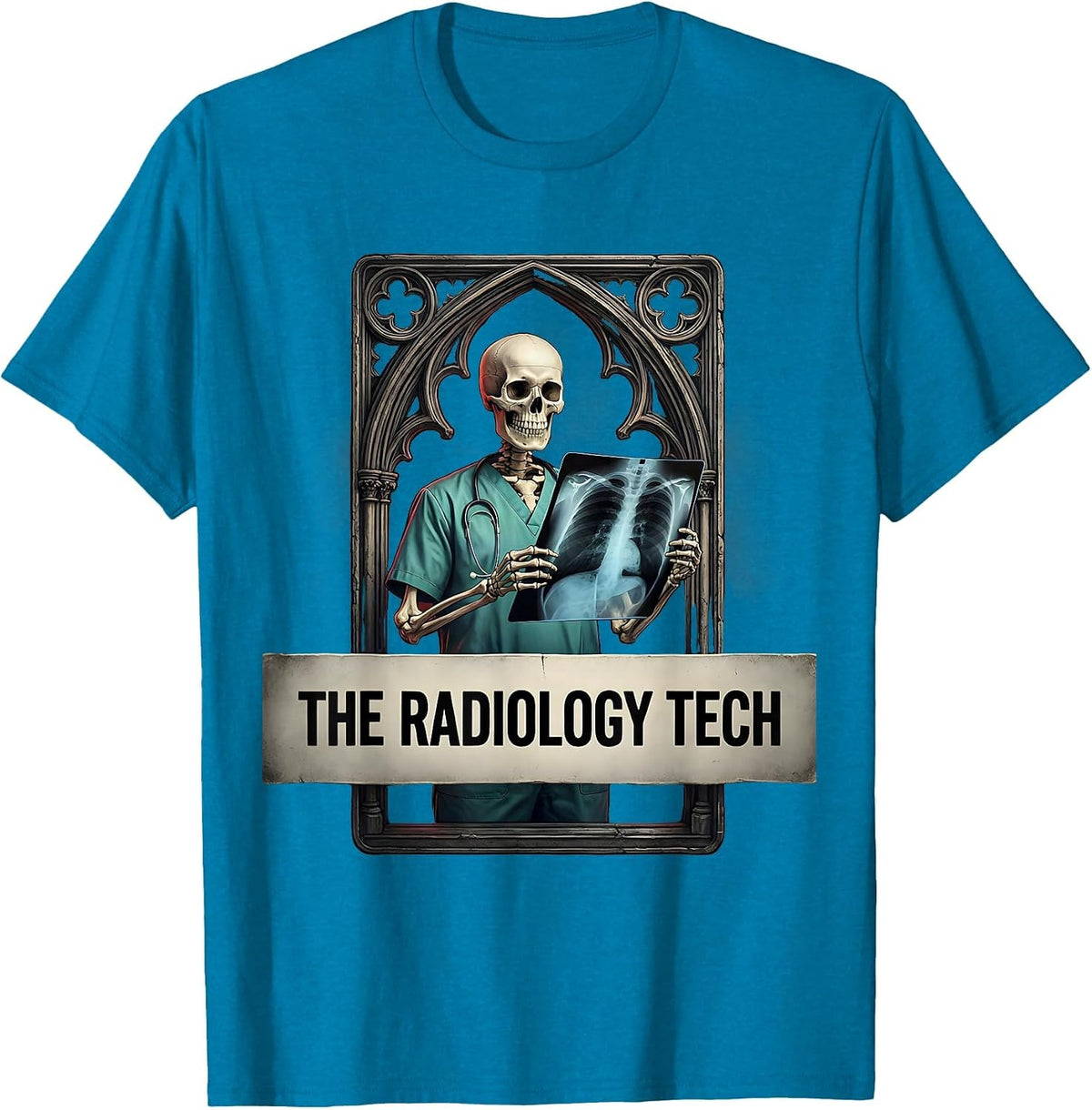 The Radiology Tech Vintage Tarot Halloween Skeleton Role T-Shirt - Sapphire Blue