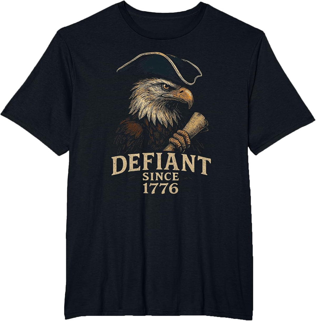 Defiant Since 1776 4th of July Patriotic Bald Eagle T-Shirt - Black
