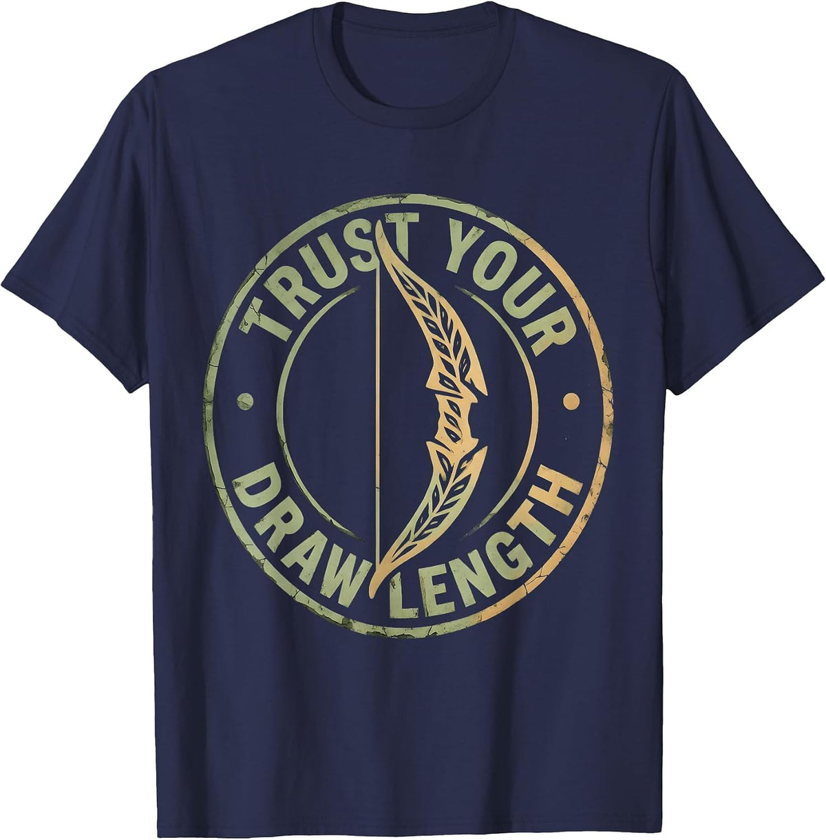 Trust Your Draw Length Archery Design T-Shirt - Navy Blue