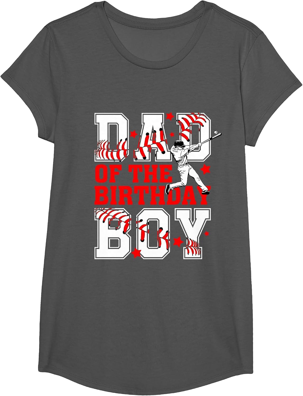 Mom and Dad Birthday Boy Son Baseball Lovers Family Matching T-Shirt - Girls Asphalt Grey