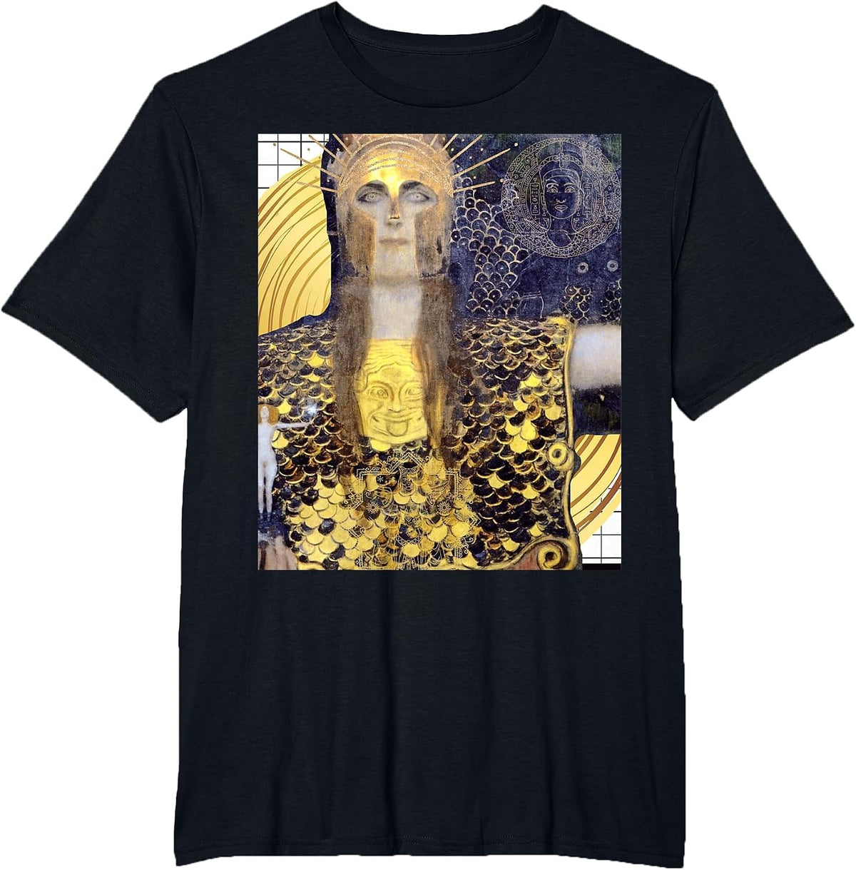 Athena Greek Goddess Art War and Peace Klimt's Pallas Athena T-Shirt - Black