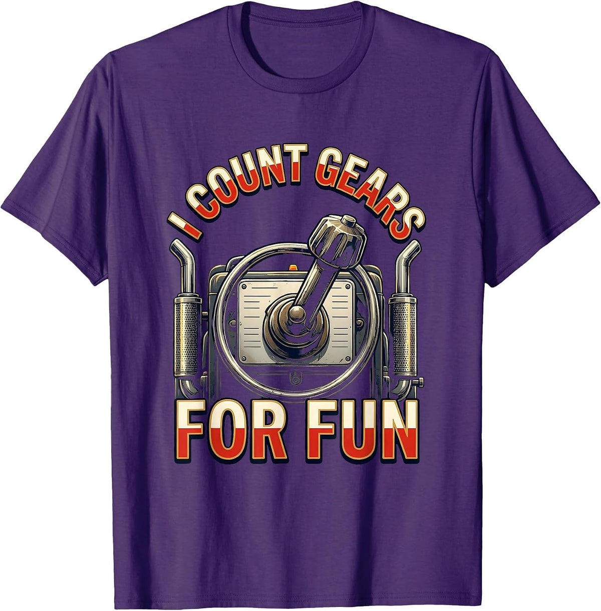 Men's I Count Gears For Fun Funny Trucker Diesel Pickup Driver T-Shirt - Purple
