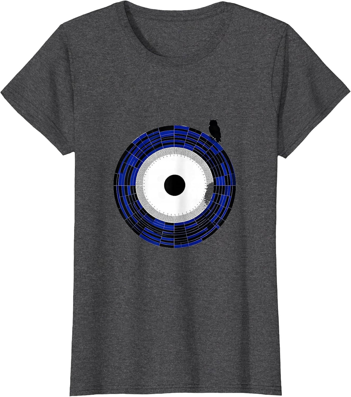 Women's Owl Orbit Starry Night Van Gogh Cat Lover Parody T-Shirt - Dark Heather Grey