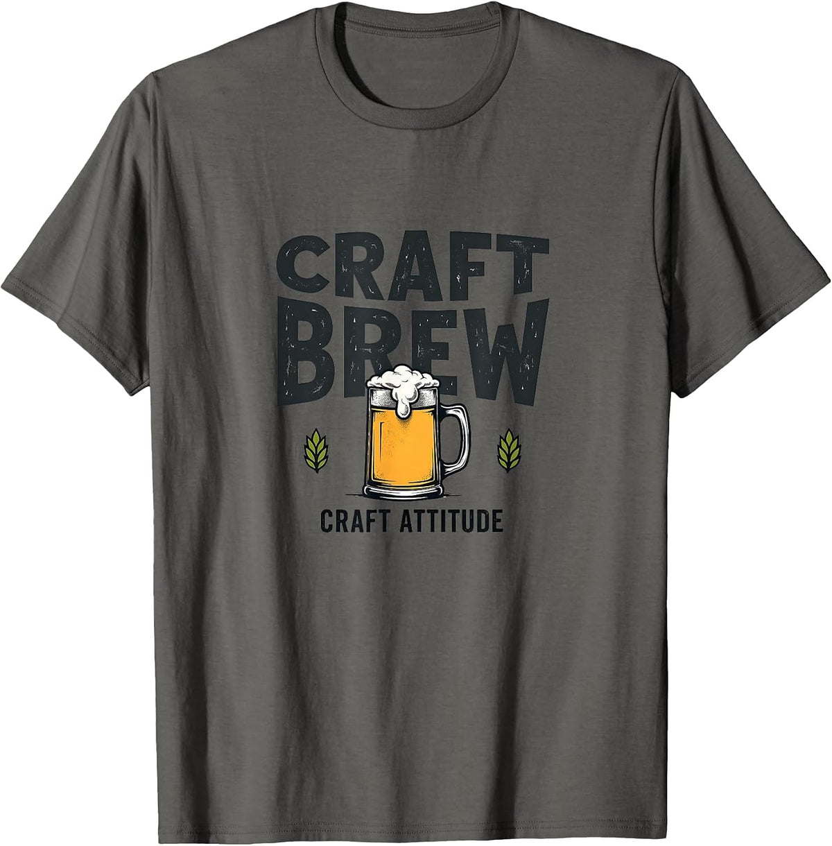 Craft Brew Craft Attitude Beer Design T-Shirt - Asphalt Grey