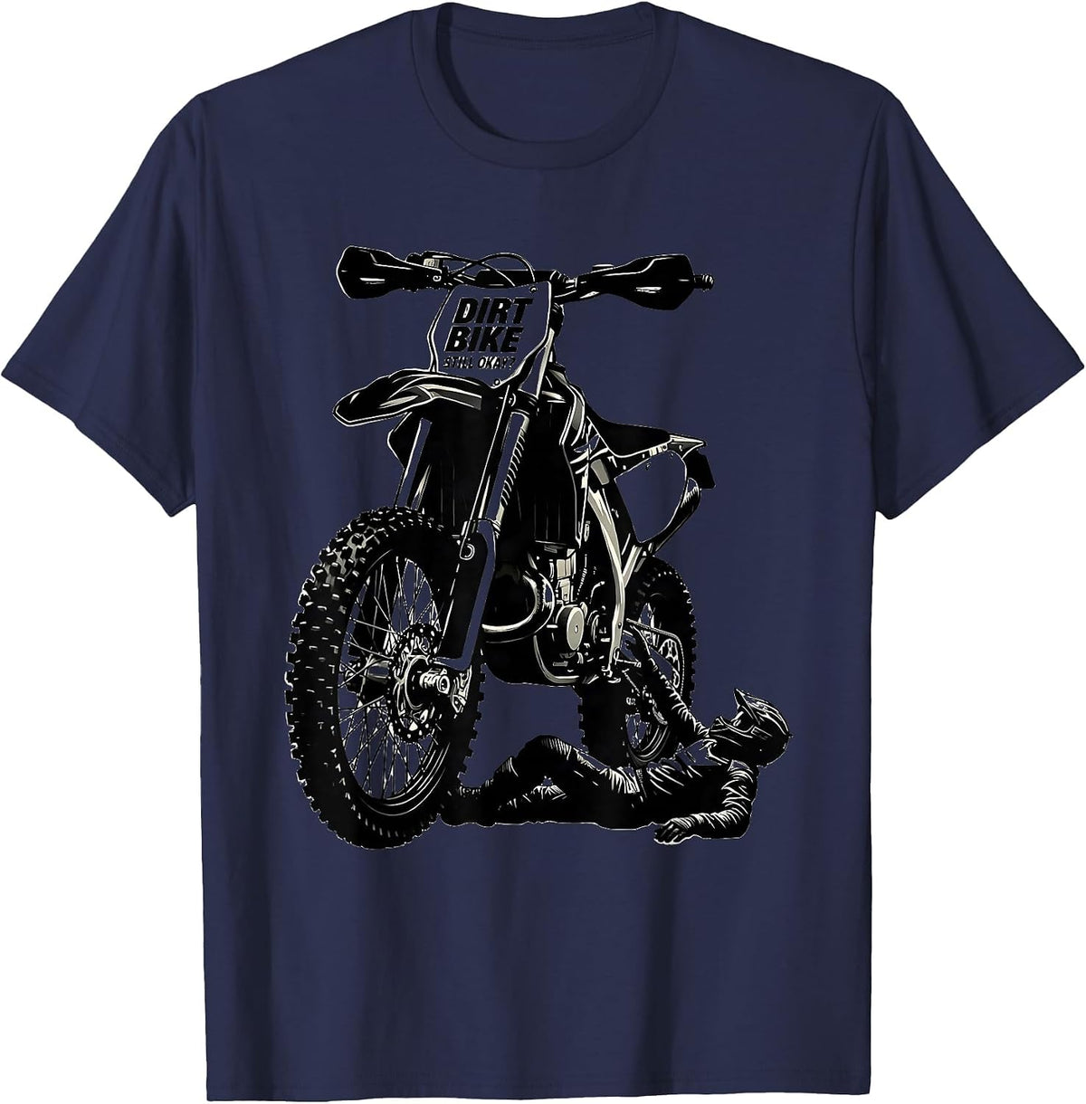 Men's Dirt Bike Still Okay? Funny Motocross Rider Crash Humor T-Shirt - Navy Blue
