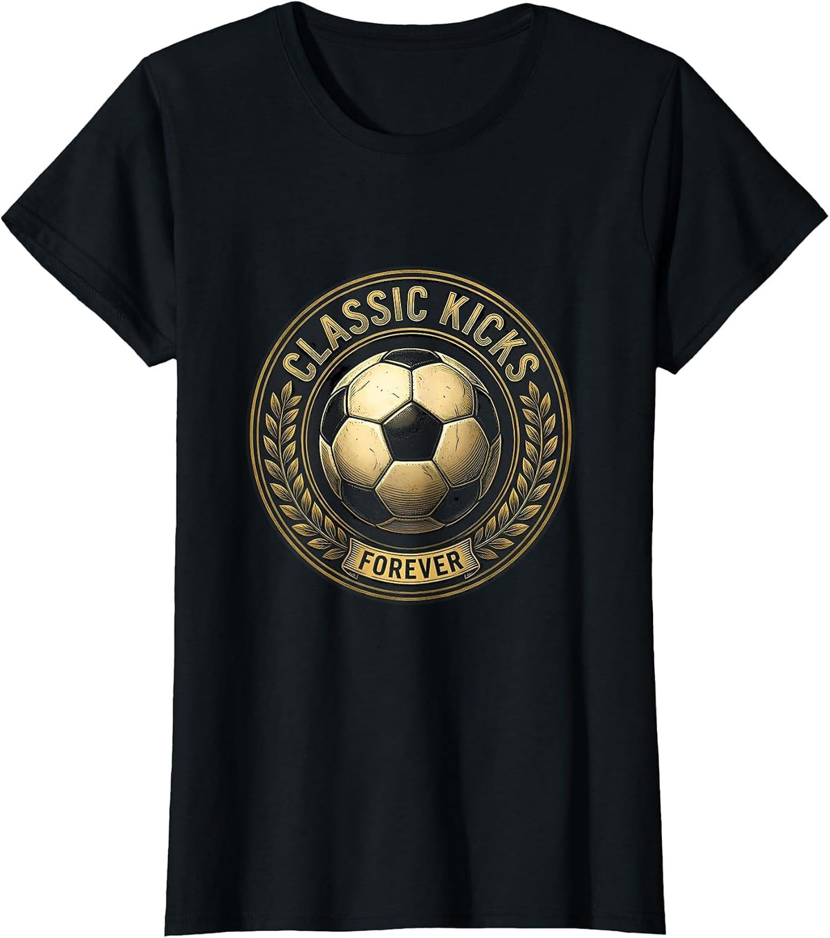 Vintage Soccer Ball Classic Kicks Forever Design T-Shirt - Black
