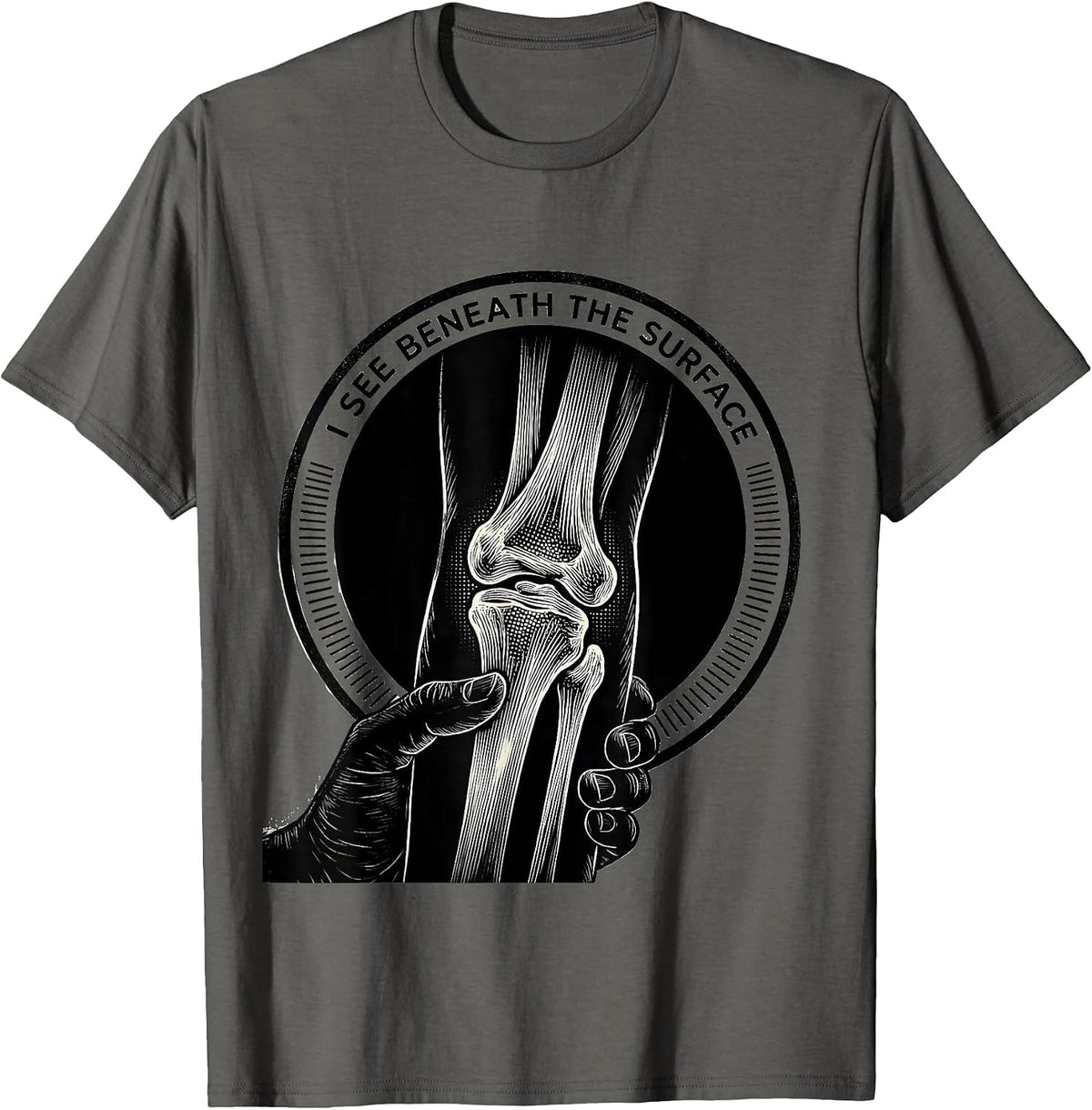 Men's I See Beneath The Surface Radiology Tech Scratchboard Rad T-Shirt - Asphalt Grey