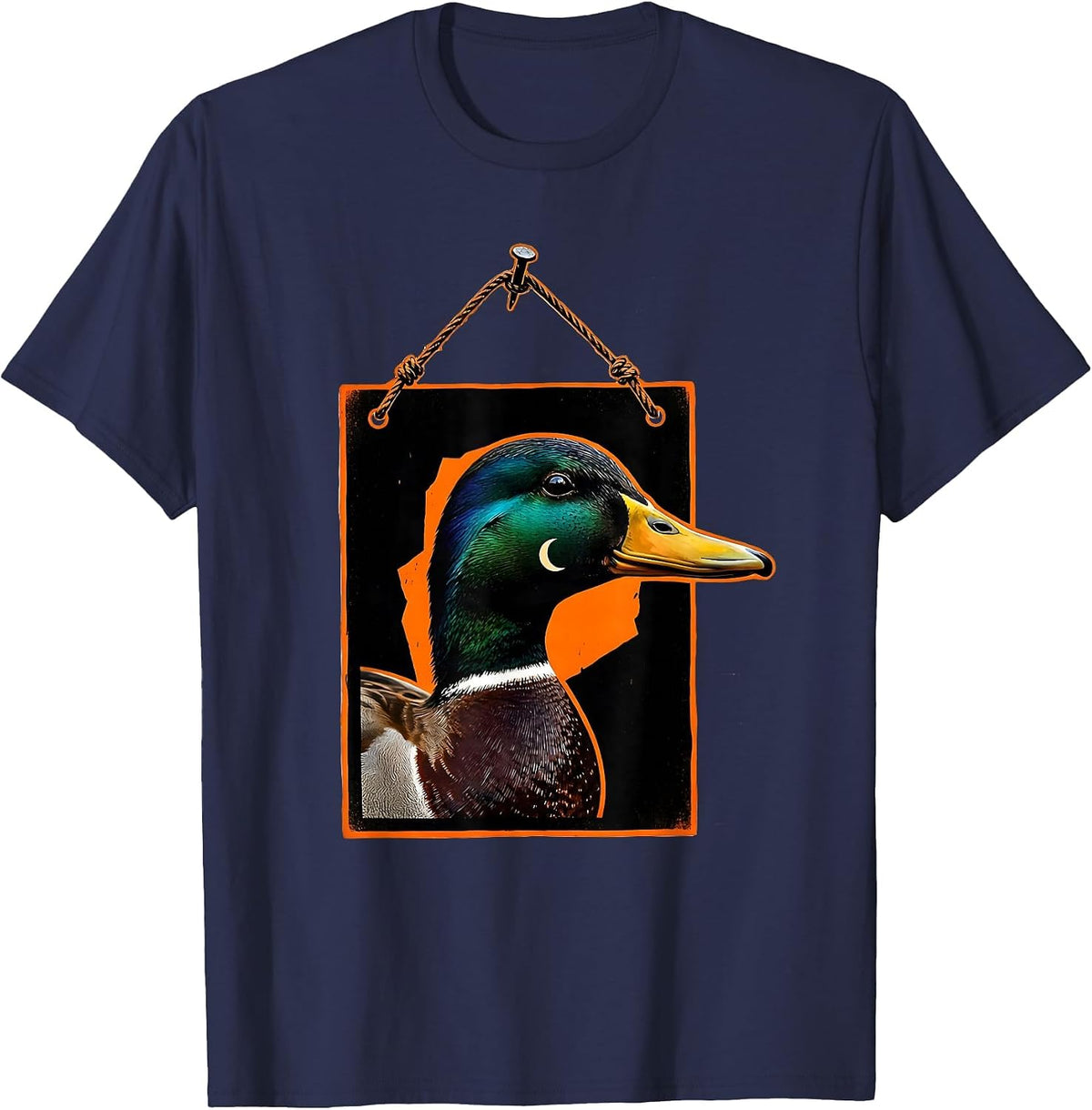 Men's Duck Hunting Sign Stencil Graphic Hunter Humor T-Shirt - Navy Blue