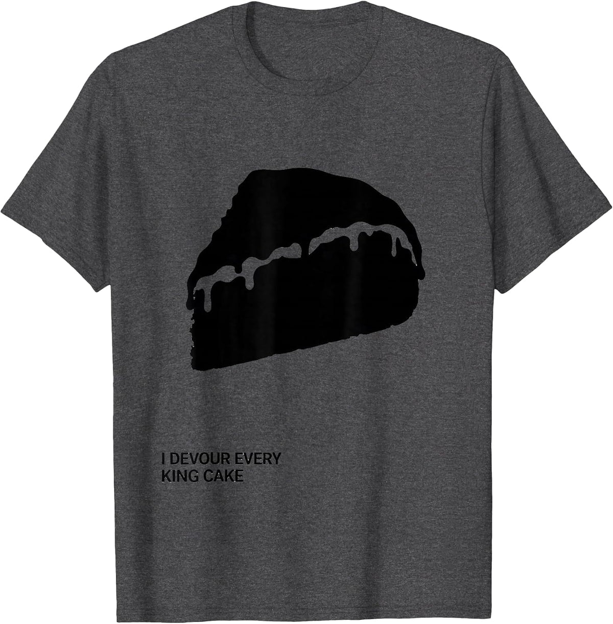 Men's I Devour Every King Cake Mardi Gras Carnival Party Humor T-Shirt - Dark Heather Grey