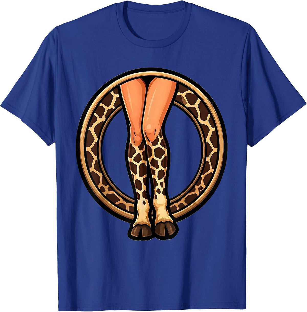 Men's Giraffe Pattern Legs Animal Print Transformation T-Shirt - Royal Blue
