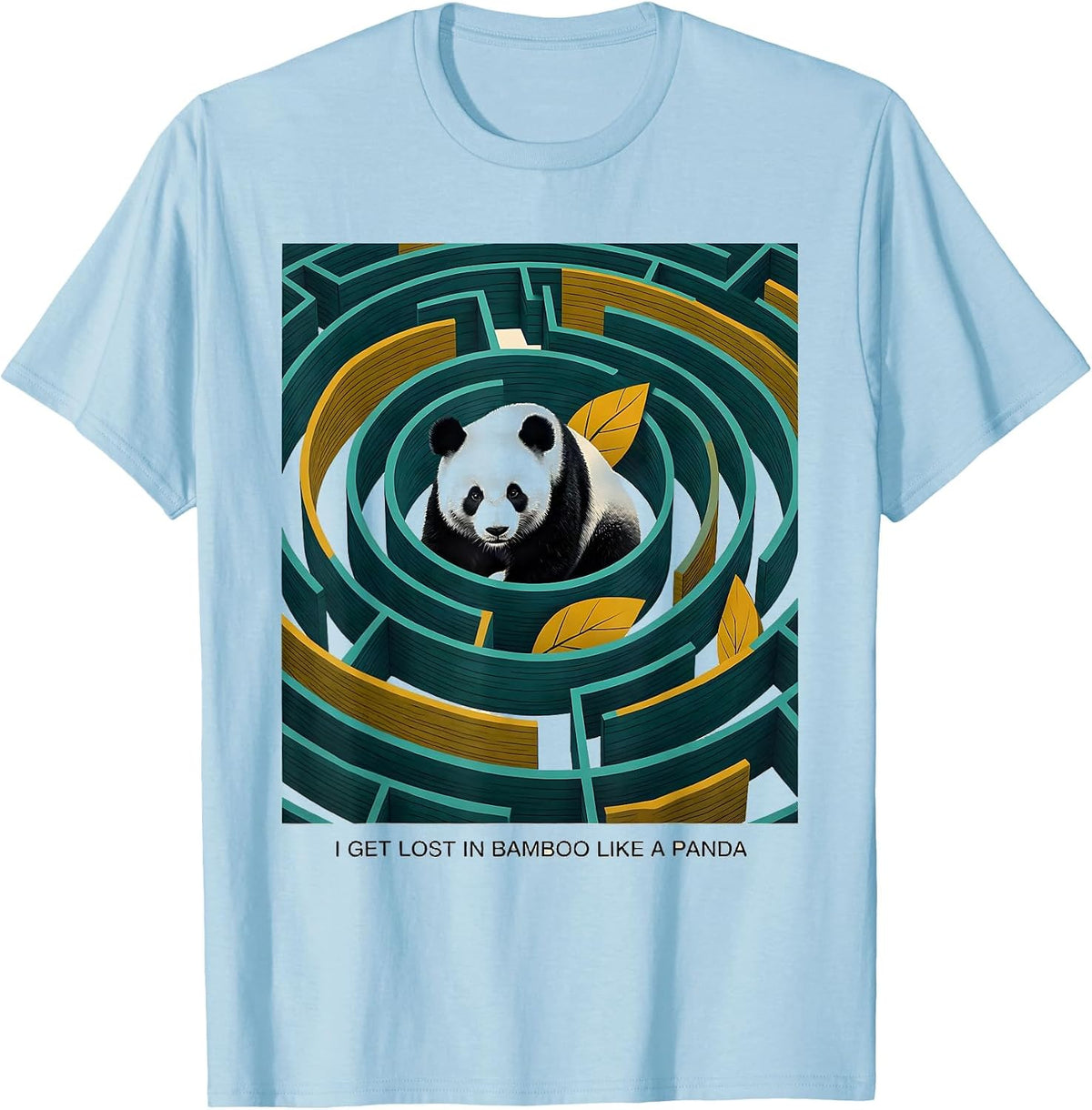 Men's I Get Lost In Bamboo Like A Panda Funny Panda Lover Humor T-Shirt - Baby Blue