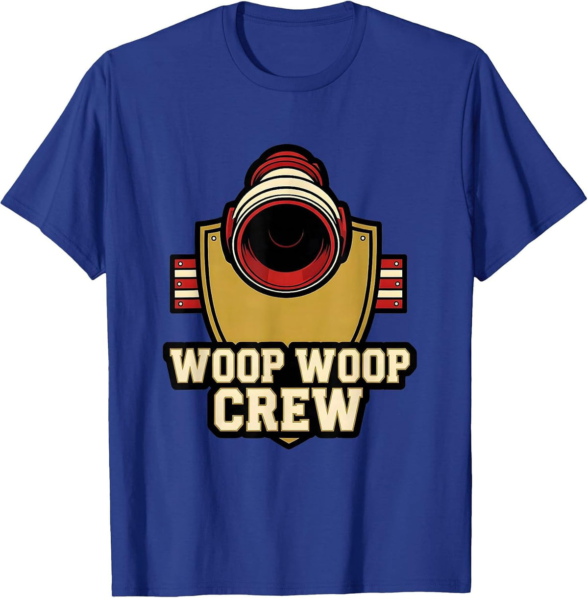 Men's Woop Woop Crew Sports Firefighter Humor Memorial Tribute T-Shirt - Royal Blue