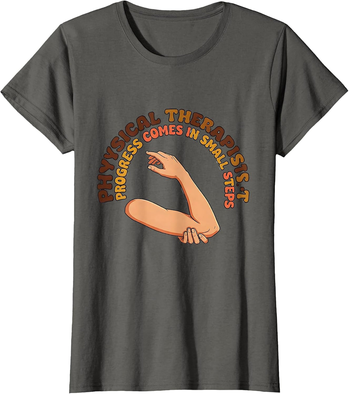 Women's Physical Therapist Progress Comes In Small Steps Retro T-Shirt - Asphalt Grey