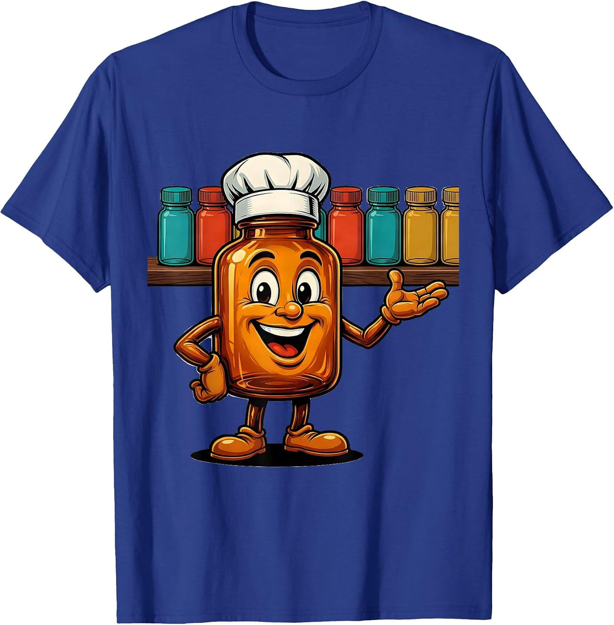 Men's Pharmacy Technician Colorful Medicine Bottles T-Shirt - Royal Blue