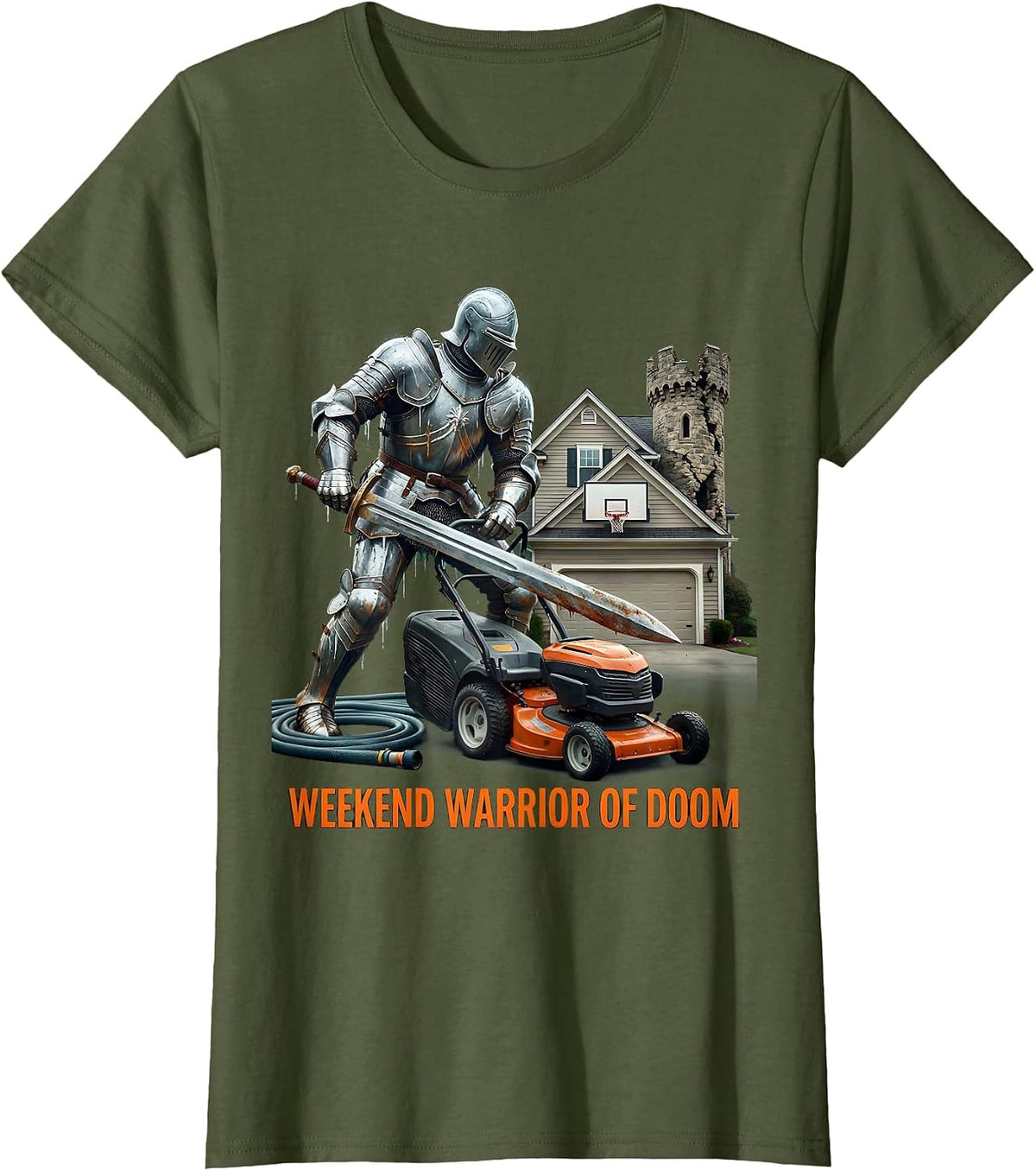 Women's Weekend Warrior of Doom Metal Band Graphic T-Shirt - Olive Green