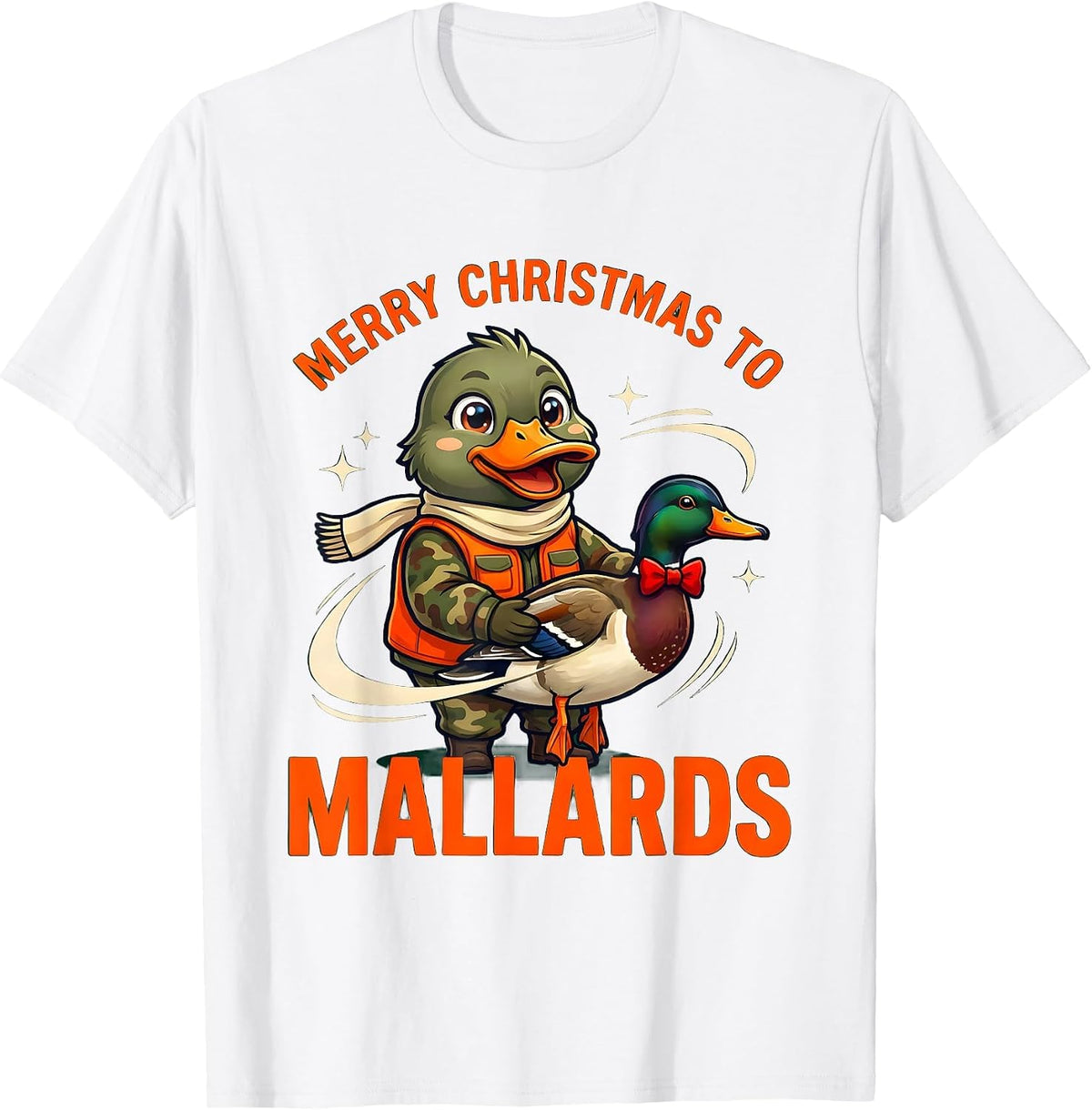 Men's MERRY CHRISTMAS TO MALLARDS Funny Duck Hunter Christmas T-Shirt - White