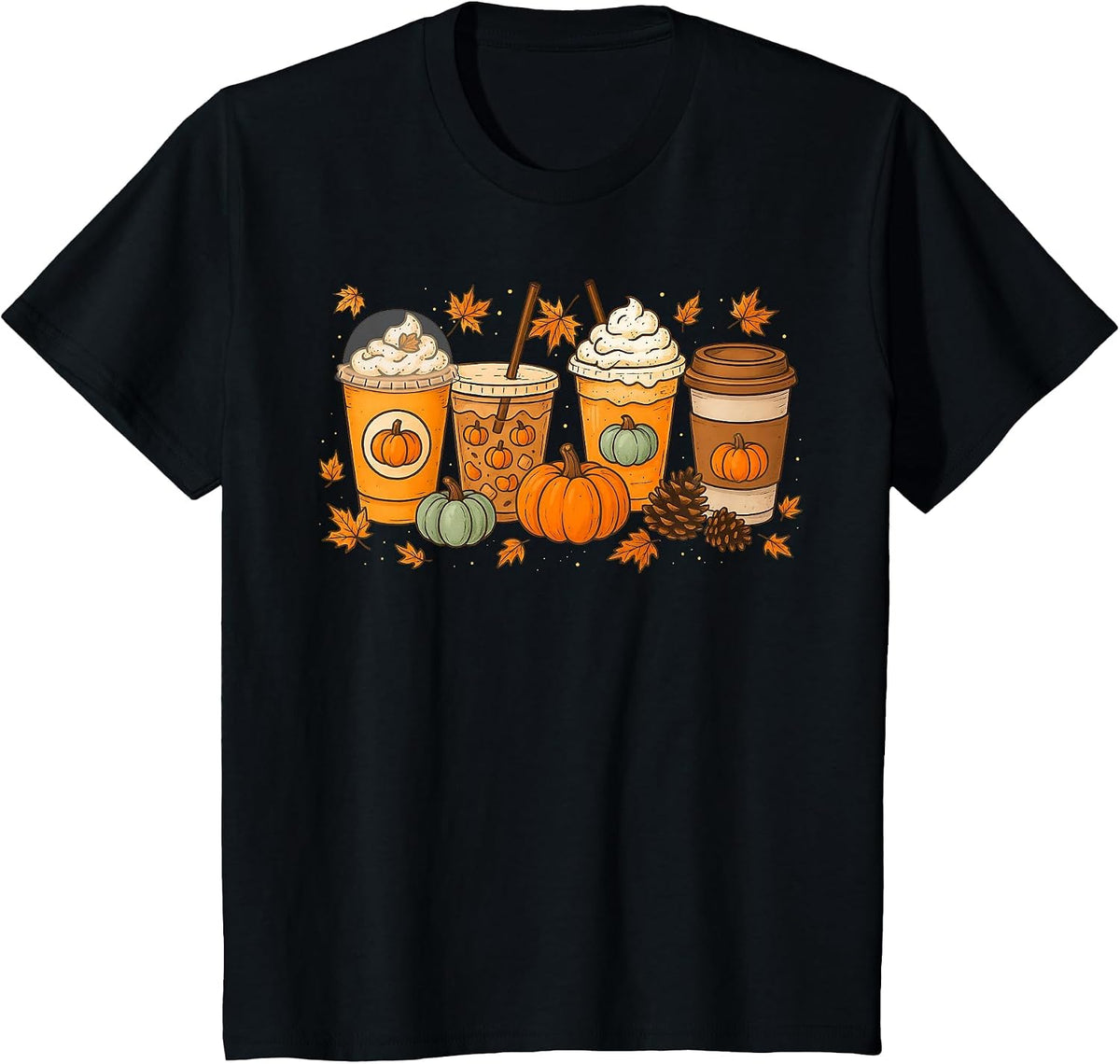 Coffee Pumpkin Latte Spice Coffee Love Fall Season Halloween T-Shirt - Black