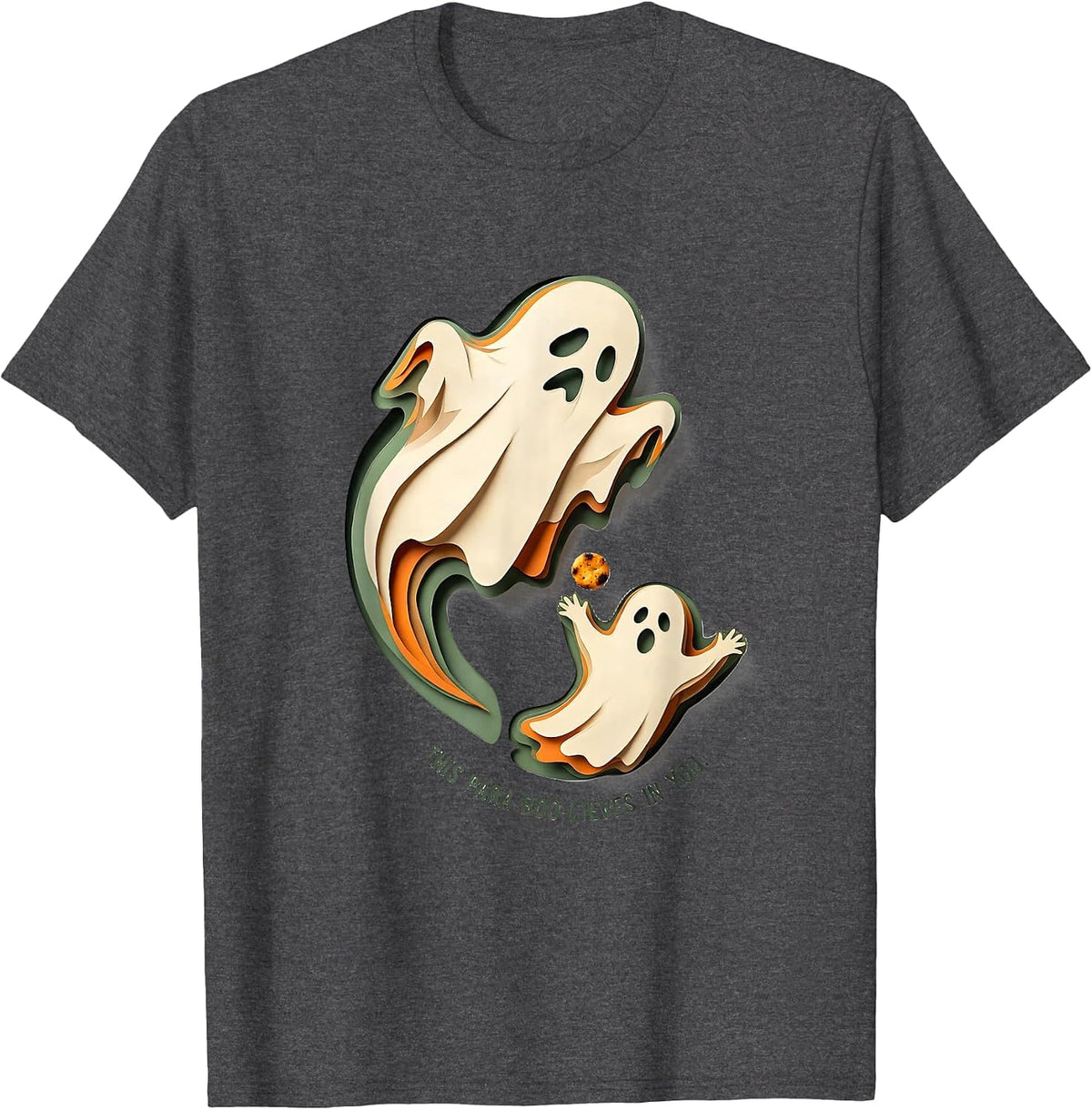 Men's This Para Boo-lieves In You Funny Paraprofessional Ghost T-Shirt - Dark Heather Grey