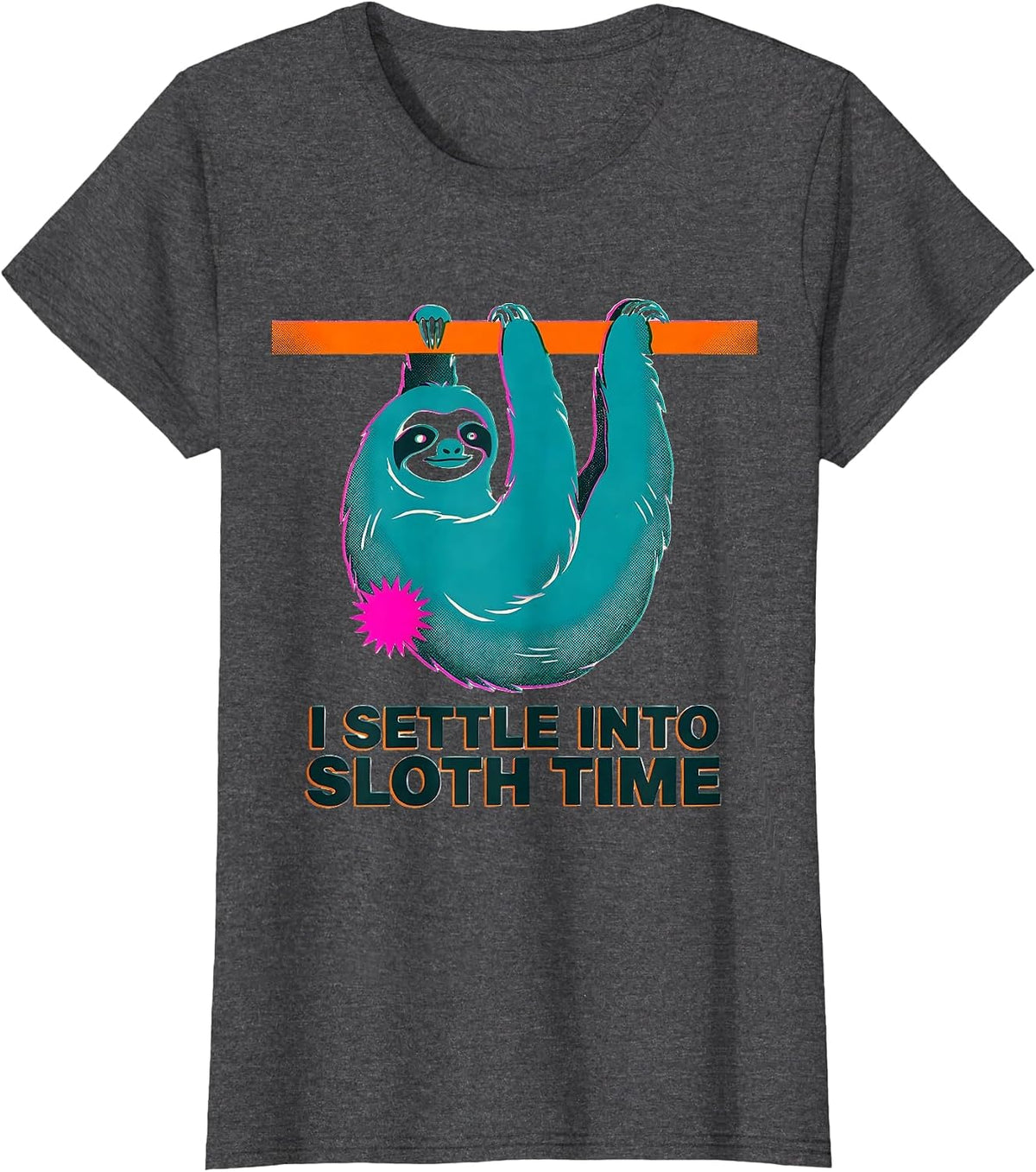 Women's I Settle Into Sloth Time Funny Sloth Lover Gift T-Shirt - Dark Heather Grey