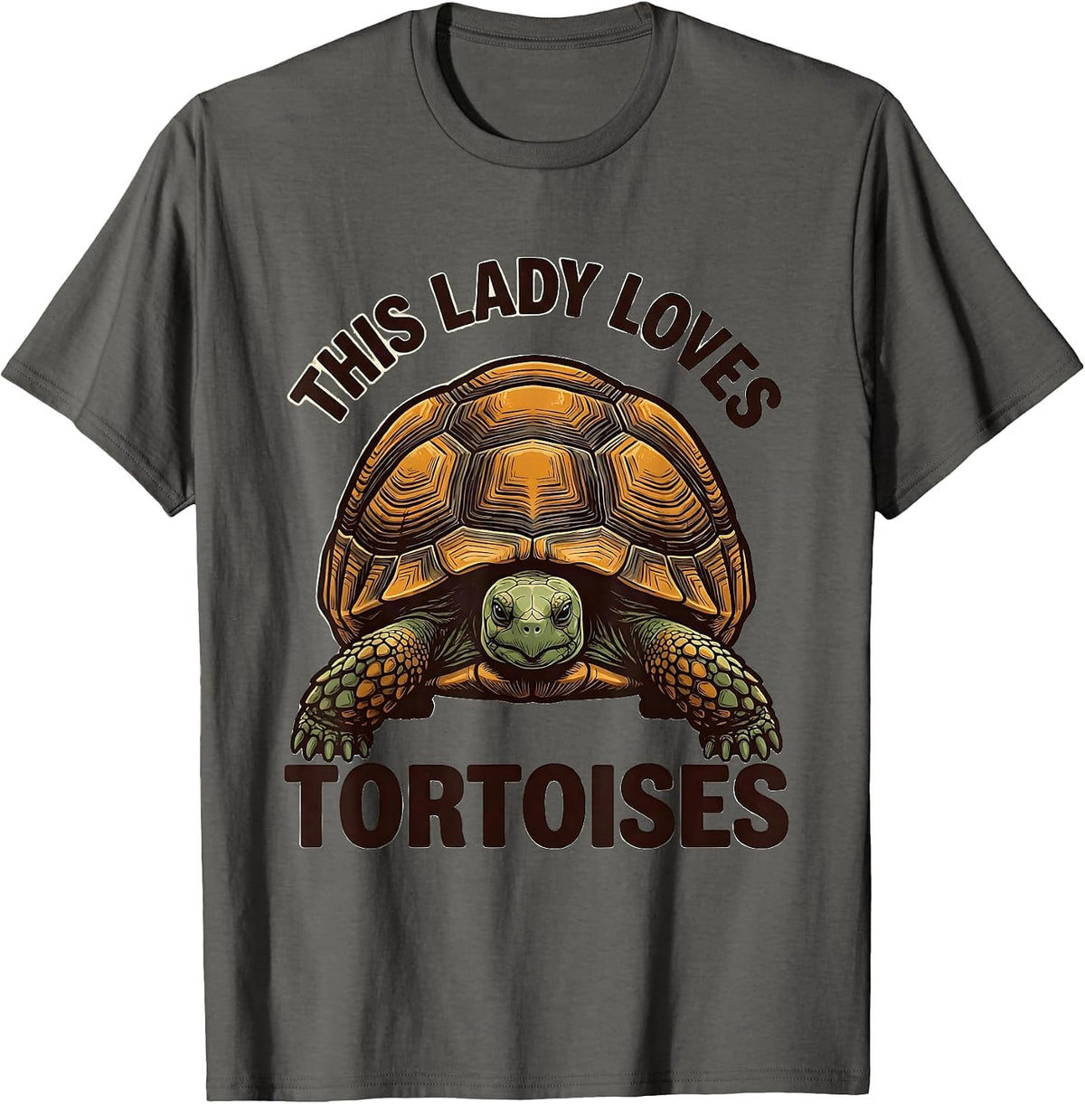 Men's This Lady Loves Tortoises Funny Reptile Lover Screenprint T-Shirt - Asphalt Grey