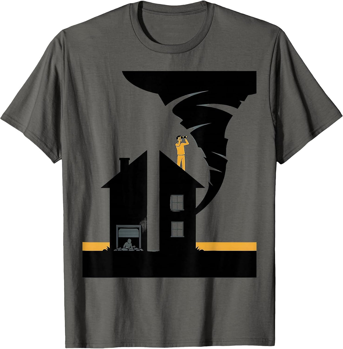 Tornado Silhouette Storm Chaser Meteorology Enthusiast T-Shirt - Asphalt Grey