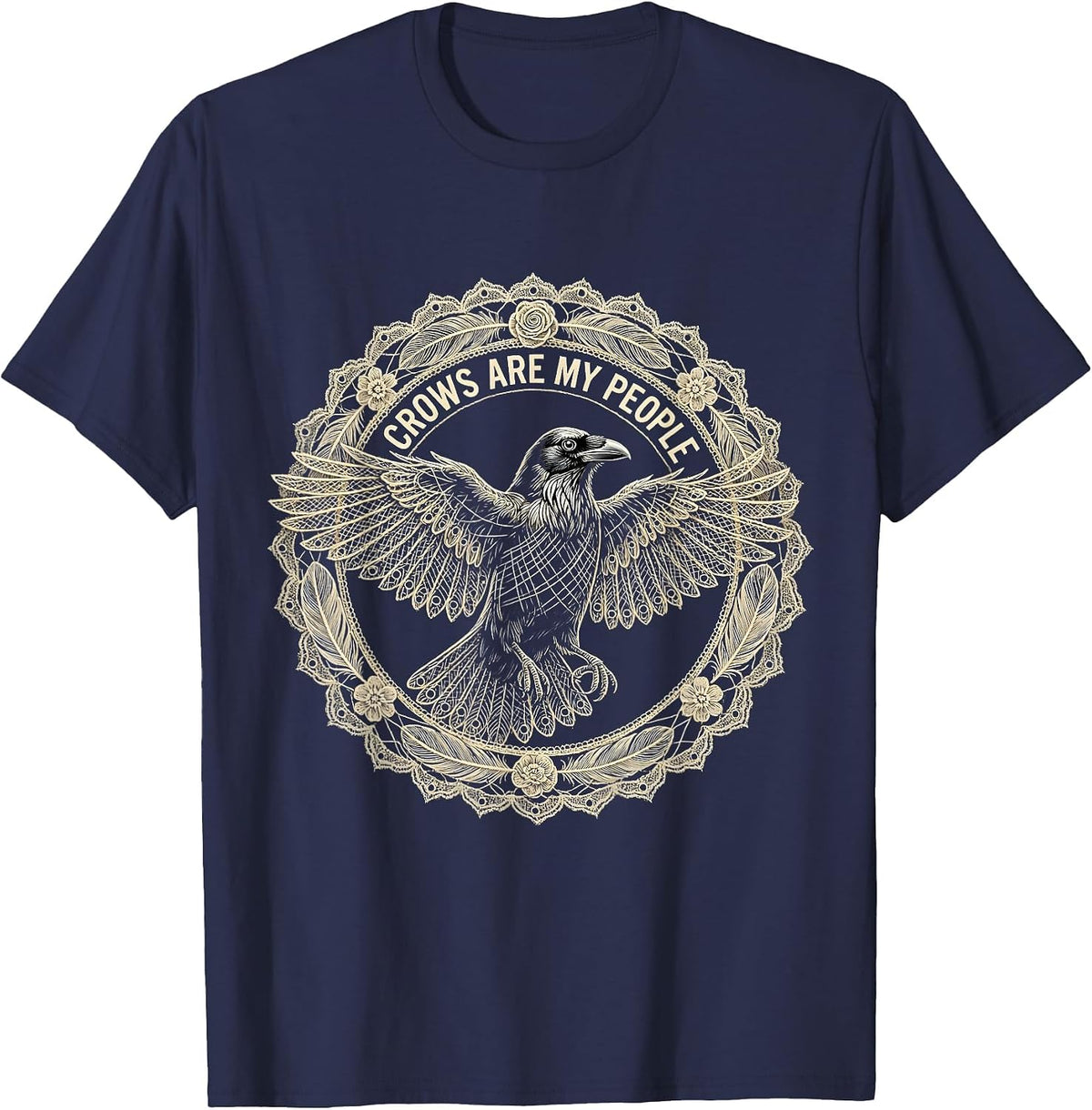 Men's Crows Are My People Crow Lover Design T-Shirt - Navy Blue